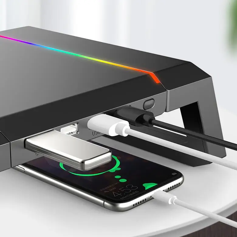 Высокое качество алюминиевый монитор стенд держатель для ноутбука с 4 USB зарядным портом стоячий