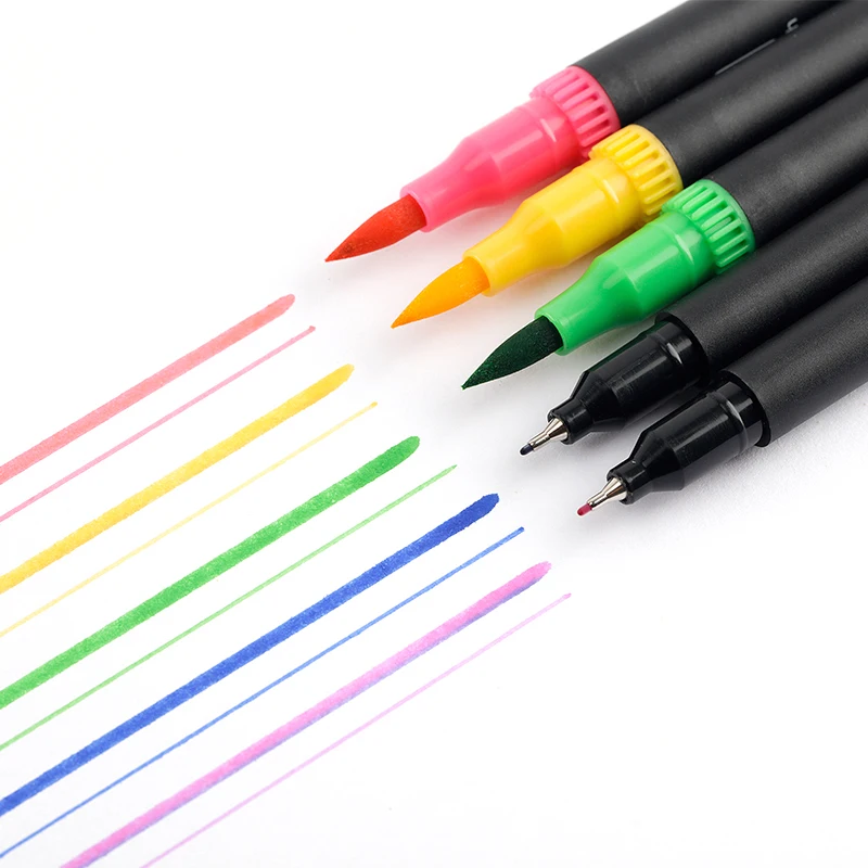 Stromer Manufacturer Oem Customer Logo 12 24 36 48 60 80 100 Colors White Water Brush Pen Multi Color Water Color Marker Pen