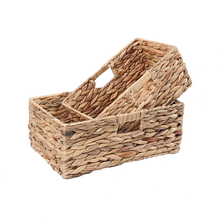 Wholesale High Quality Water Hyacinth woven storage basket handmade Drawer Basket for home storage