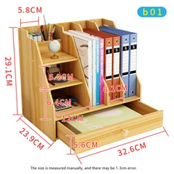 Office Stationery Drawer File Table Key Storage Rack Bamboo Over Sink Counter Shelf Stackable Grid Holder Wooden Organizer