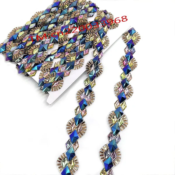 Diamond Mesh Tape Bling Hot fix Straps Trim Roll iron on dance applique trimming For Garment Rhinestone Crafts