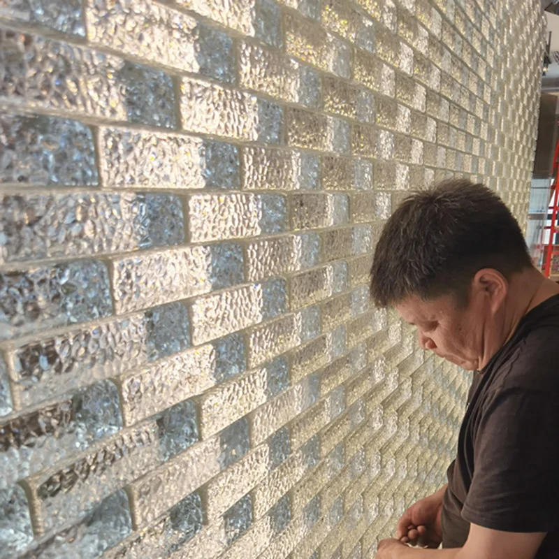 Honey comb surface crystal glass block decoration wholesale glass block factory