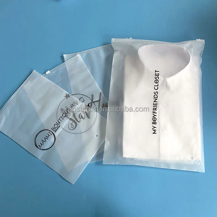 Wholesales Custom print Zip lock Poly zip lock Frosted Plastic Packaging bag for Clothes