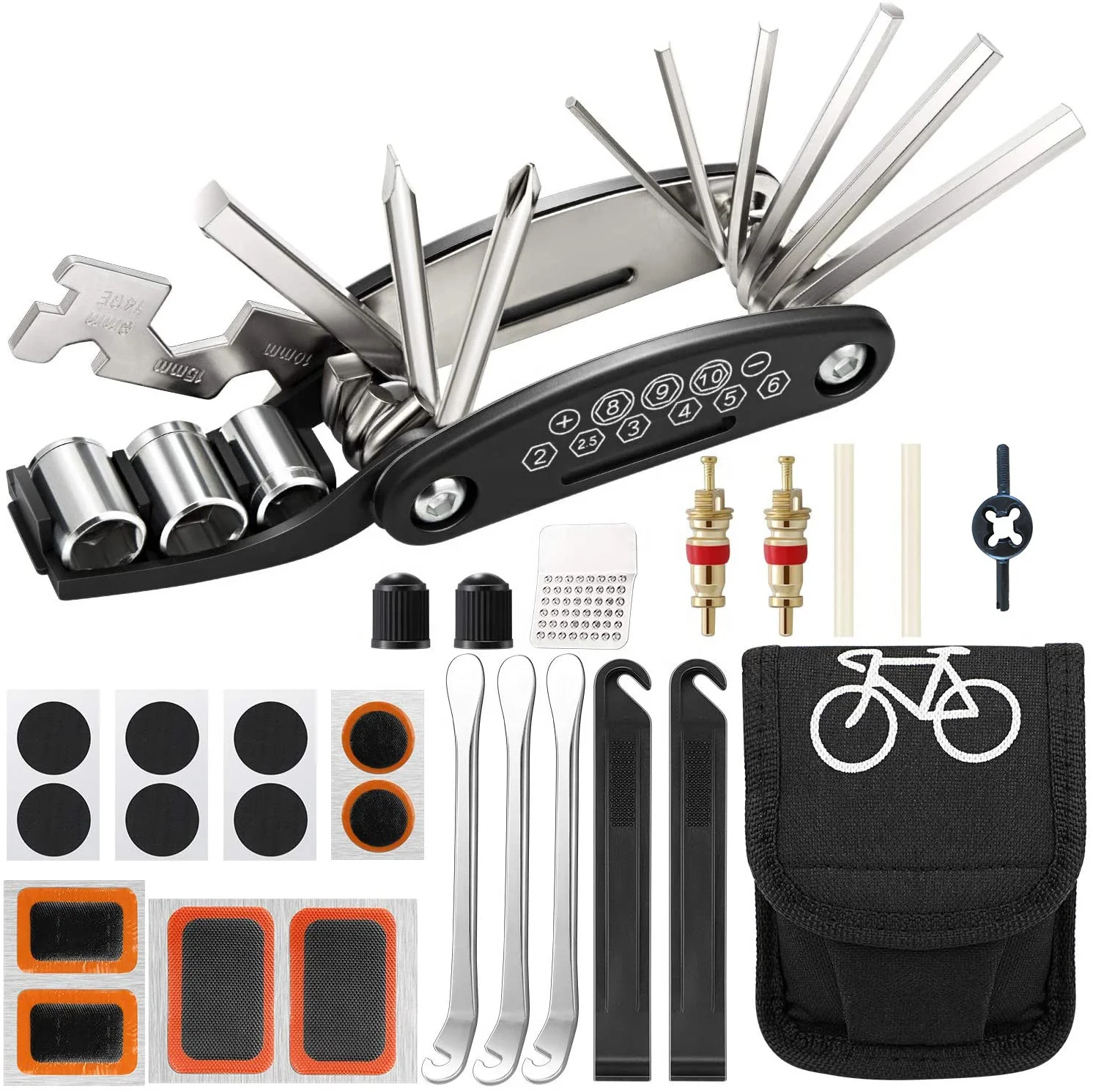 REYGEAK Outdoor Bicycle Combination Tools Mountain Road Bike Multifunctional Folding Repair Tool Knife Set