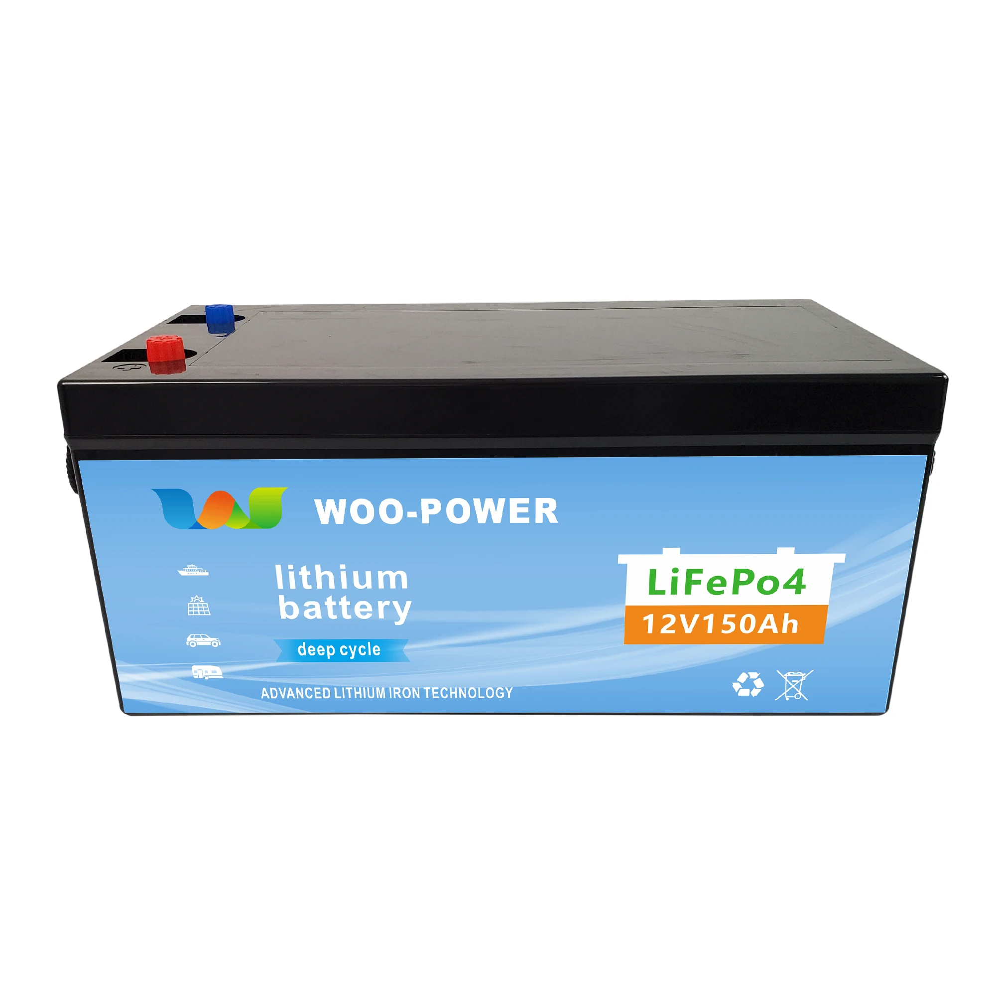 Factory Direct Sale Deep Cycle Lifepo4 Battery 12V 150AH  Solar Lithium Ion Battery Pack With Bms