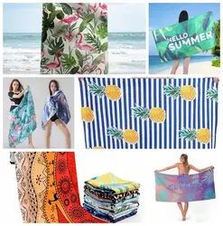 Large Size New Style Rectangular Quick-Drying Custom Rectangular Reactive Printed microfiber Dollar Money Beach Towels