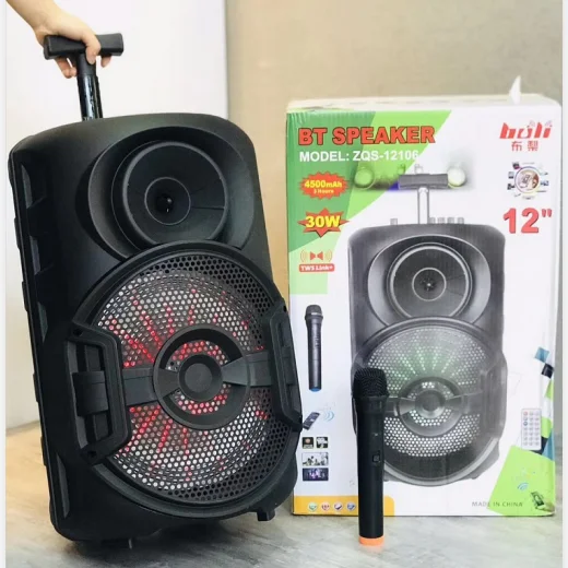 12inch Speaker BT LED Light Speaker With Remote Control and Microphone ZQS-12106 Wireless Speaker