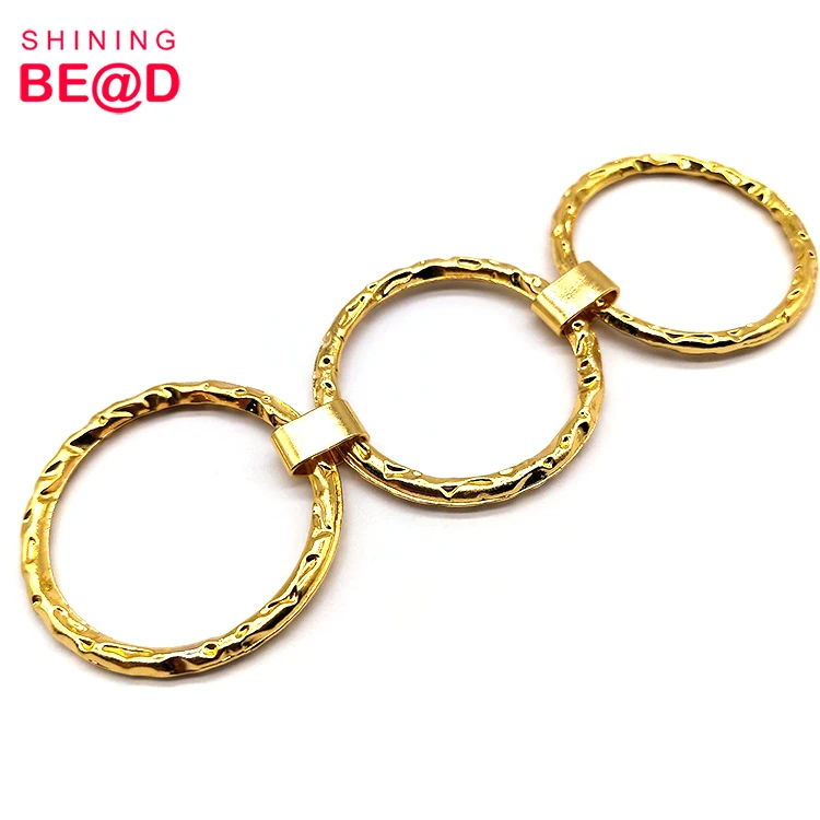 Wholesale Simple Three Ring Gold Plated Metal Bikini Connector Buckle For Swimwear Accessories