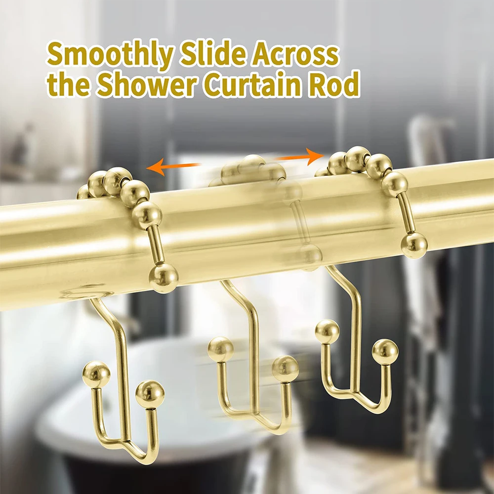 China Wholesale Factory Shower Curtain Hooks No Snagging Polished Nickel Shower Curtain Hooks