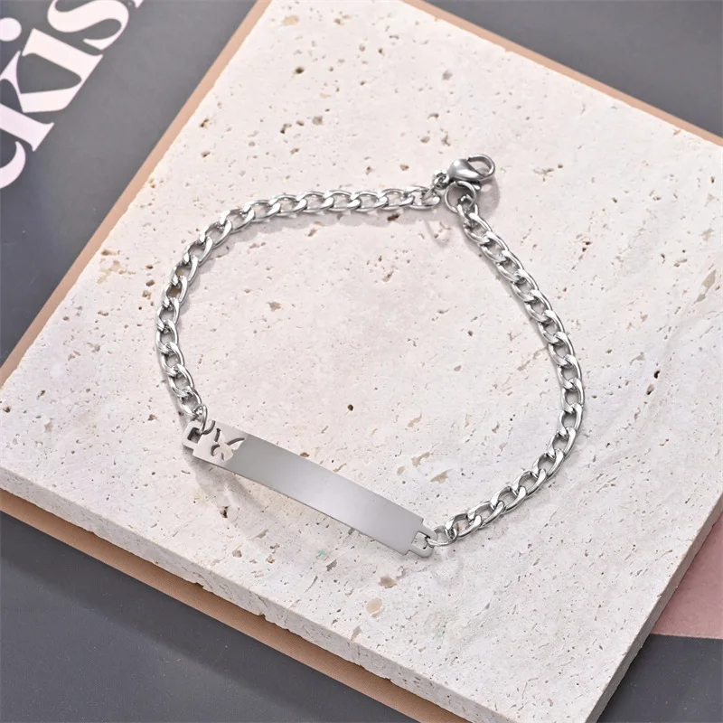 Blank Engraved Bracelet Silver Bracelets For Men Custom Logo Name stainless Steel bracelet For engraving