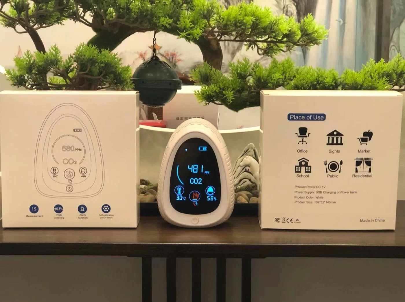  Датчик газа Tuya smart life NDIR детектор углекислого и дыма с Wi-Fi для использования в помещении на