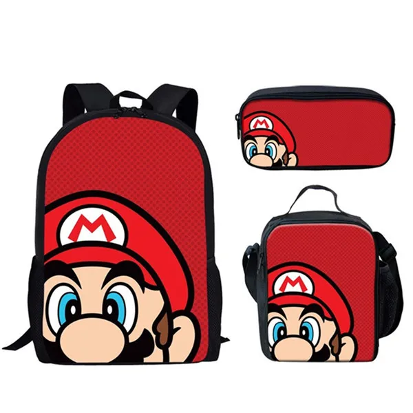 Large School Bags Set Boys Children Backpack Kids Anime Super Mario Bros Printed Primary Mochila School Bagpack