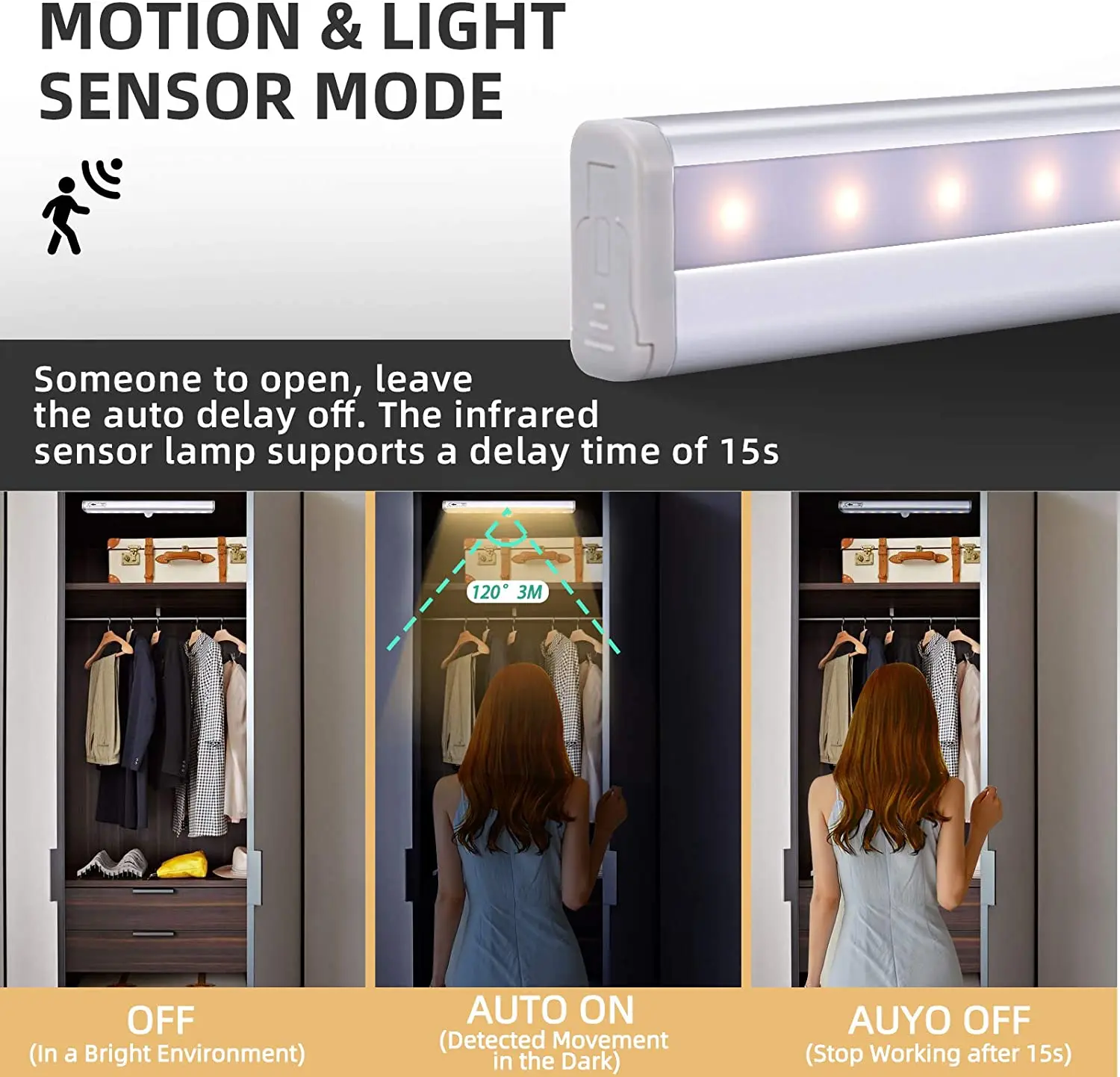 Howlighting Indoor Led Light Hidden Cabinet Induction Lamp Rechargeable Motion Sensor Light in Bedroom