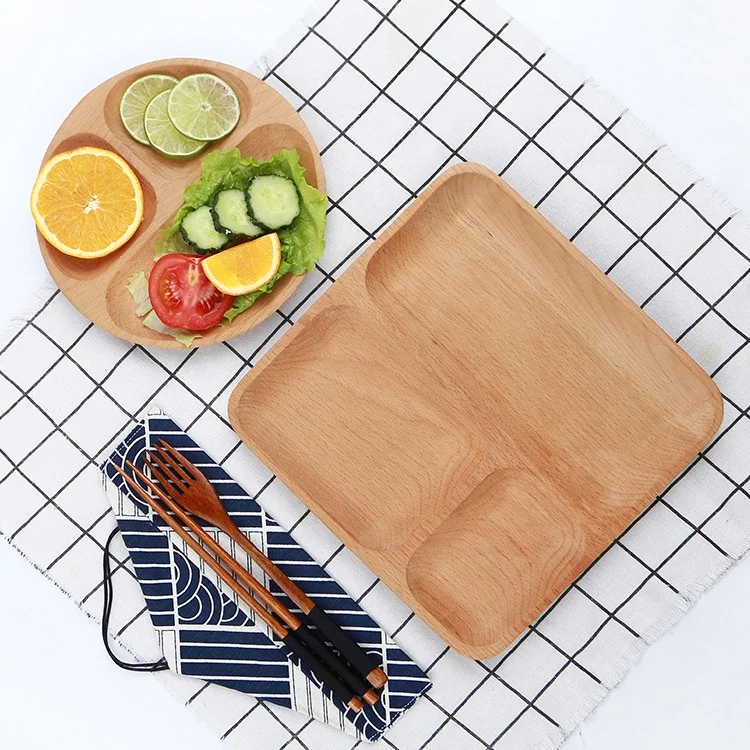 
Eco-friendly hot sale dishes airline snacks white ceramic wood plate wooden bread serving food tray for sale 