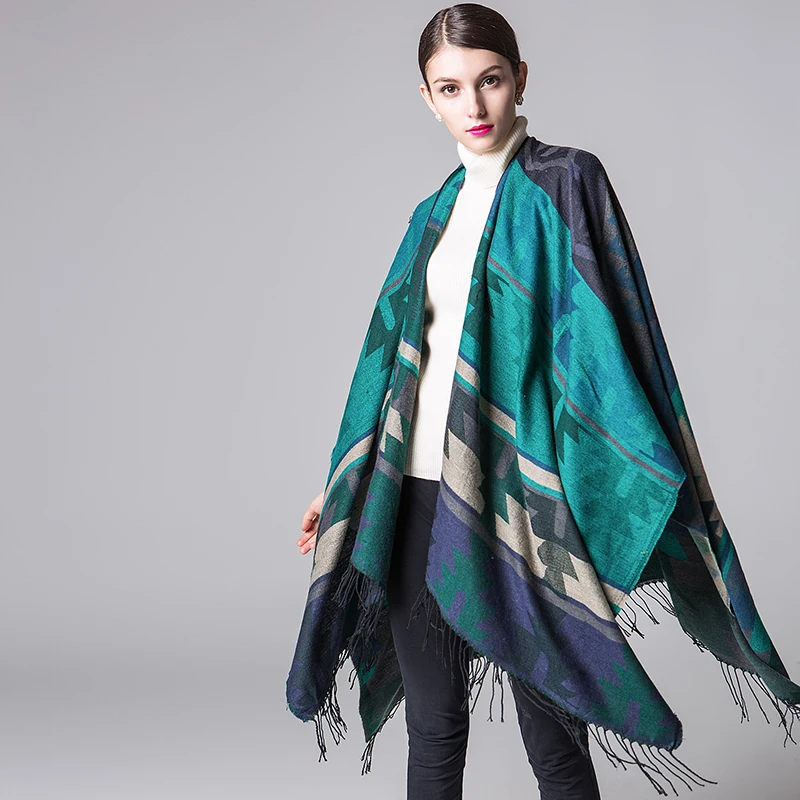 modern Women New Gradient Pattern Long Stole Scarves Shawl Scarf Wrap Poncho Embroidery Neckerchief Tippet