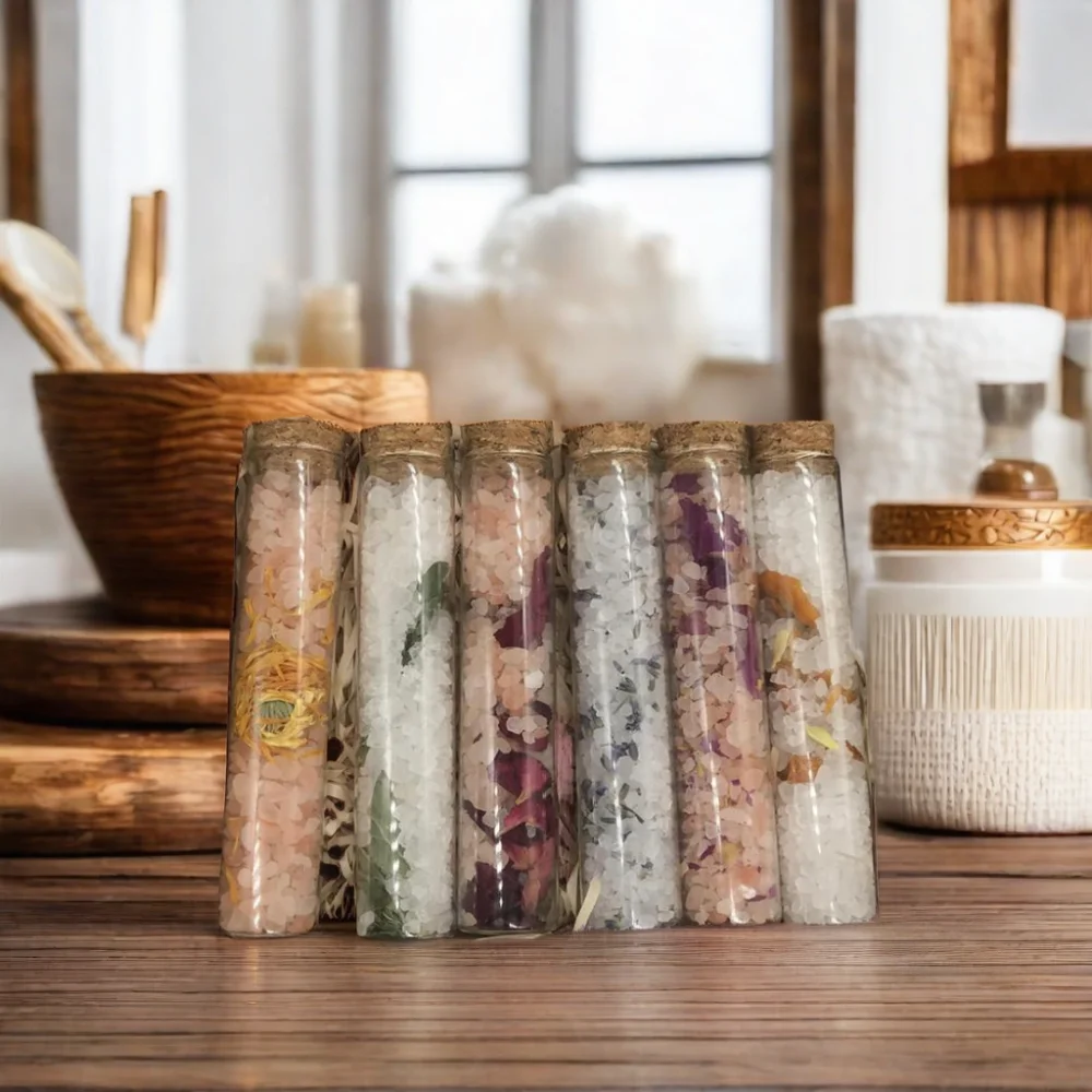 Aromatherapy Bath Salts Vitamin C Shea Butter Cleansing Body Salt Baths For Body Skin bath salt in tube custom label
