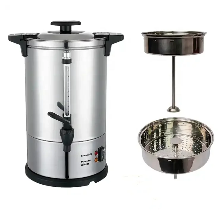 Commercial Heat Preservation Stainless Steel Milk Tea Bucket Large Capacity Coffee Urn For Drink Shop