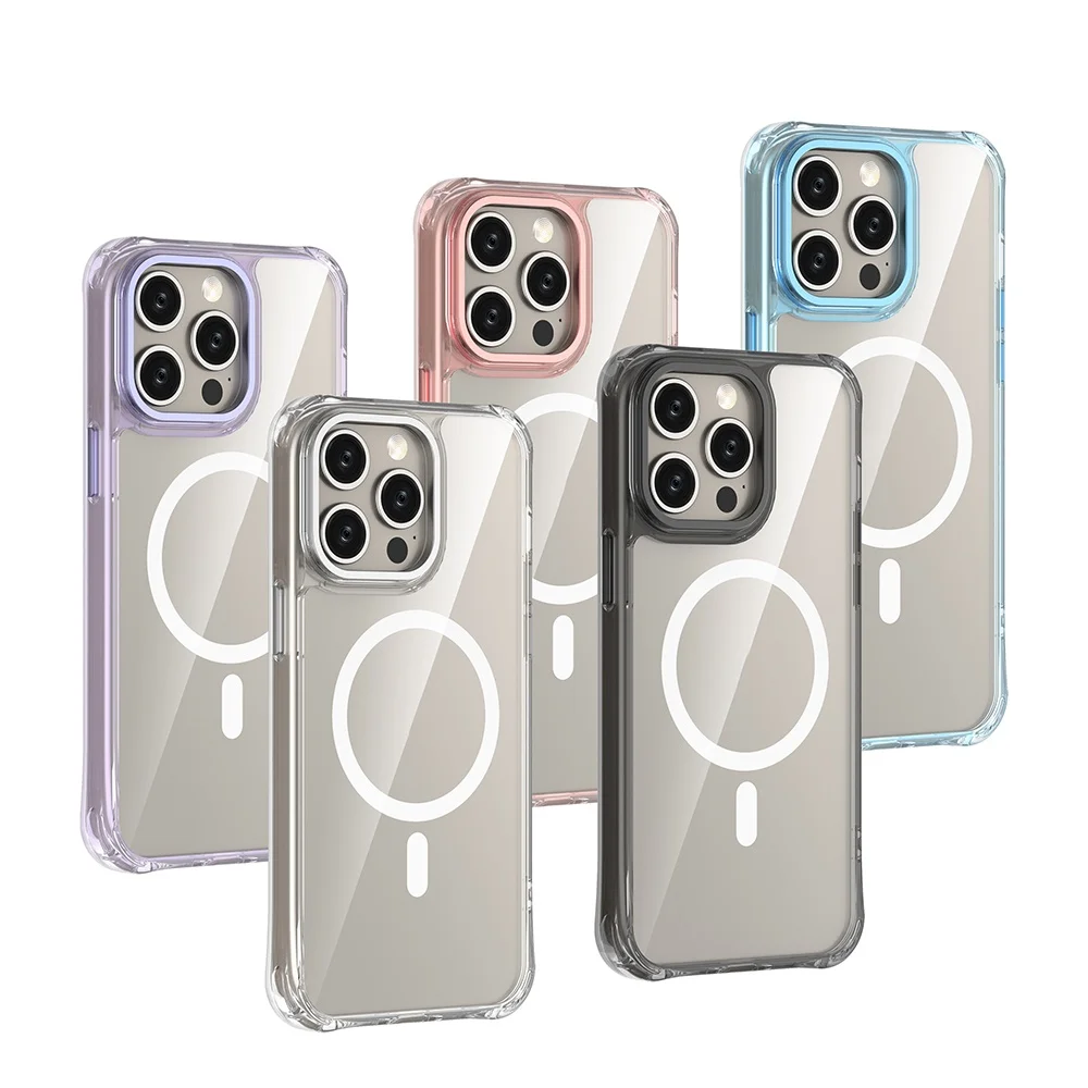 Tpu pc wireless charging clear phone case for iPhone 14 back cover shockproof magnetic phone case for iPhone 12 13 14 pro