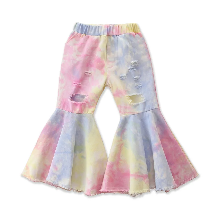 
Модные ковбойские расклешенные брюки с оборками для маленьких девочек; Модные джинсы осень зима  (1100015508412)