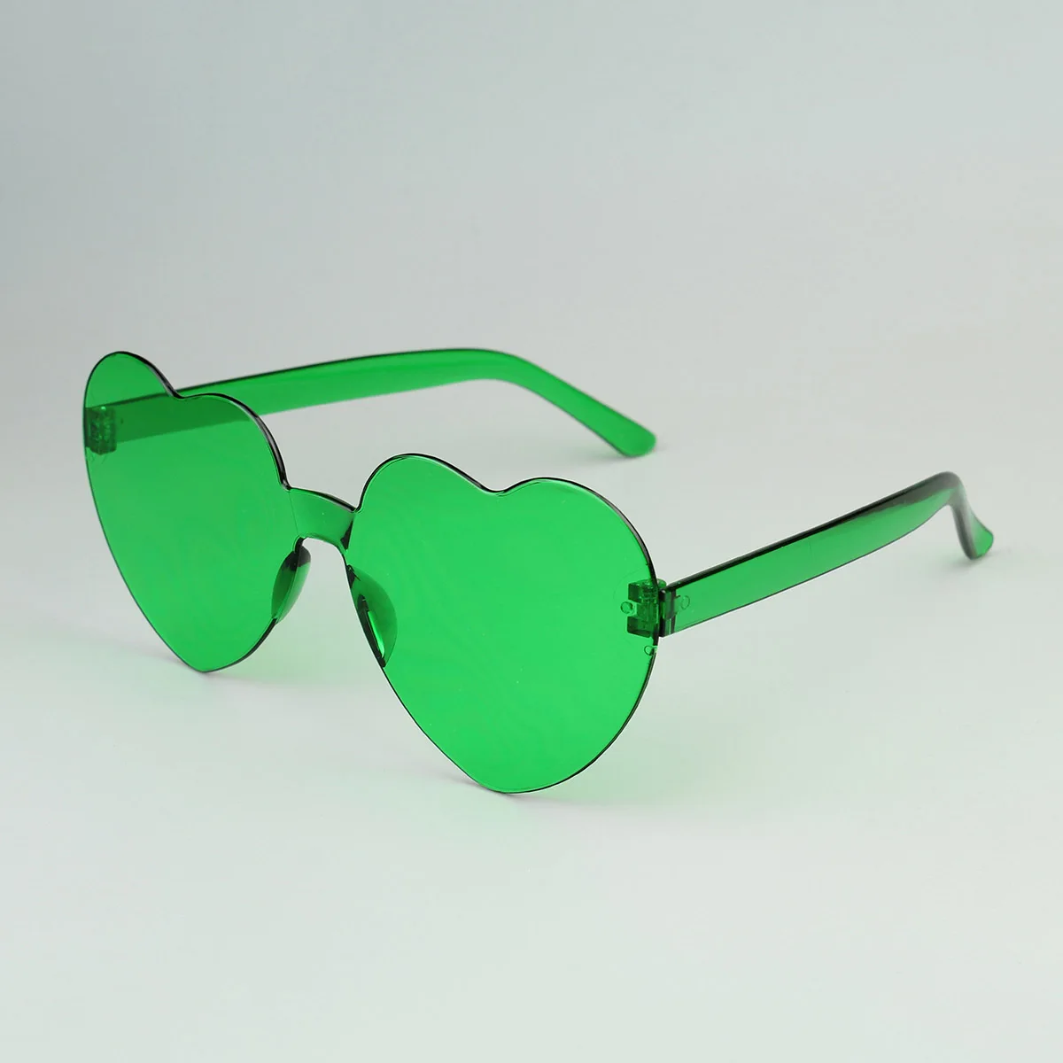 Heart Shape Eyewear Rimless Transparent Heart Glasses Colorful Party Favors Frameless Sun Glasses Green Heart Sunglasses