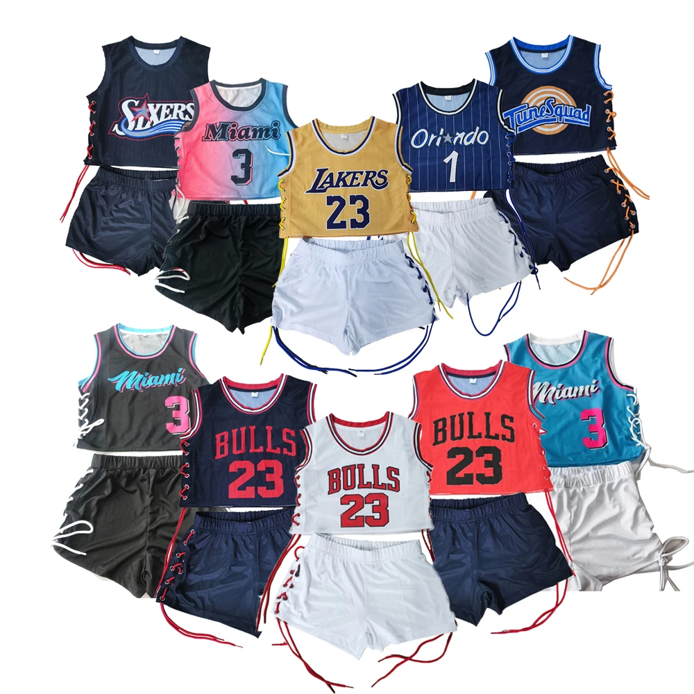 
11colors 2 pieces set bulk basketball jersey dress for women  (1600233158700)