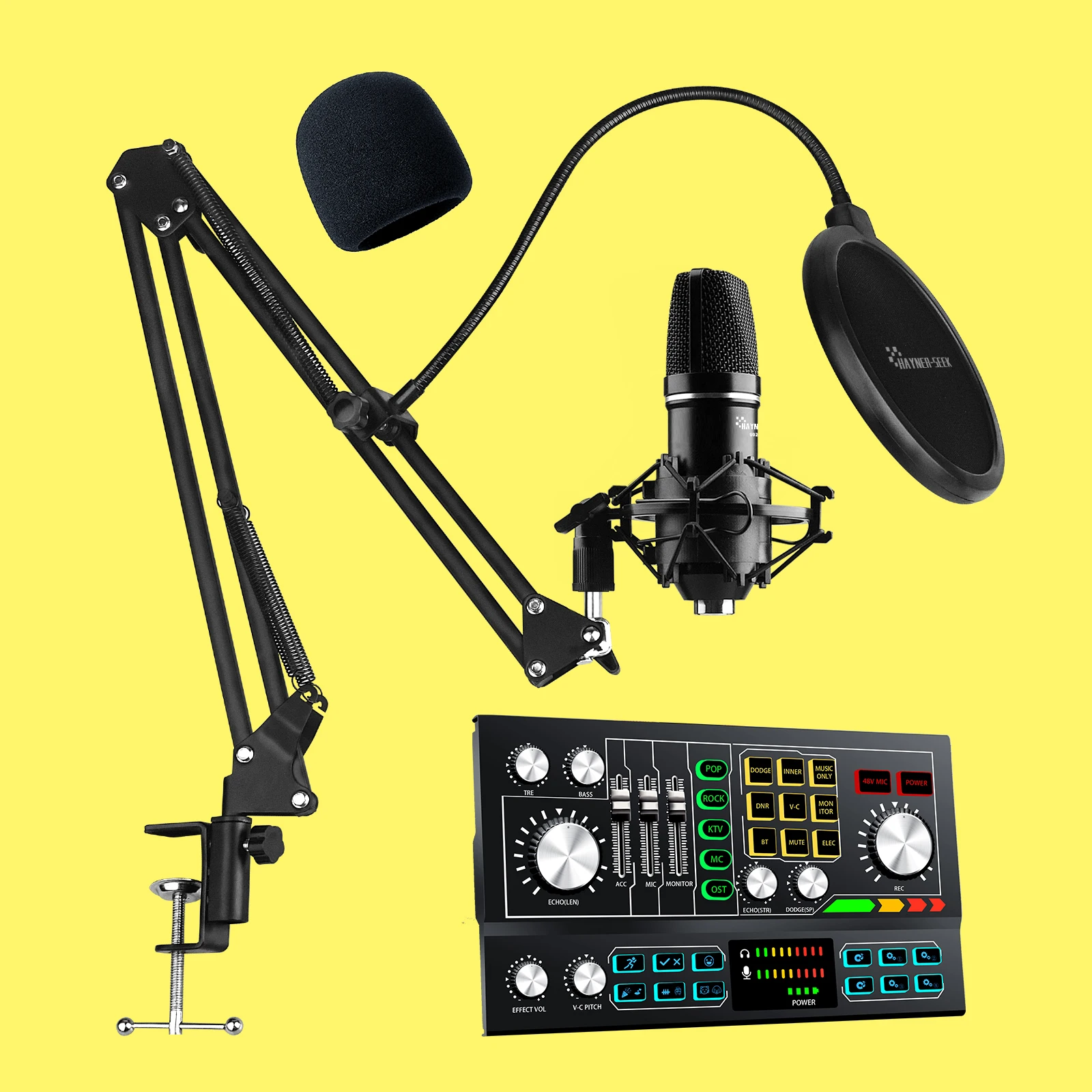 Новейший профессиональный кардиоидный конденсаторный микрофон Студийный звуковой интерфейс комплект мини звуковой карты