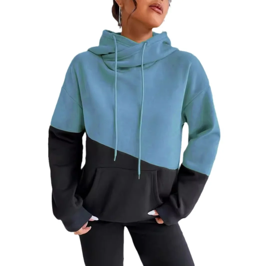 2024 new arrival color matching women hoodies loose casual hoodie top for women autumn winter extra heavy essentials hoodie