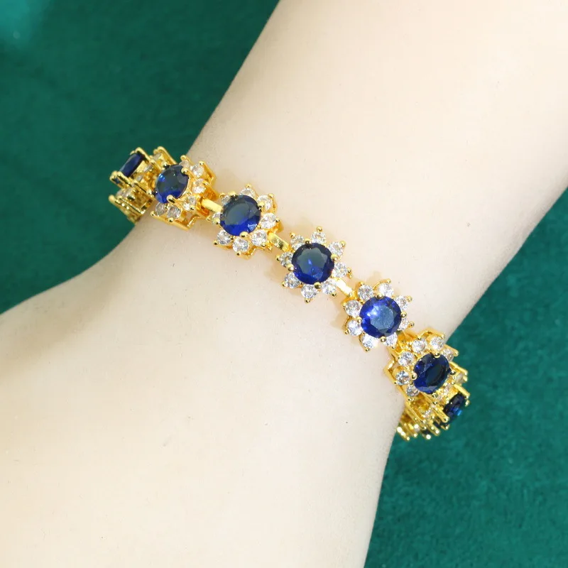 NATUNA Wholesale Fine Luxury Birthday Gift Necklace Earrings Bracelet Zircon 18k Gold Jewelry Set