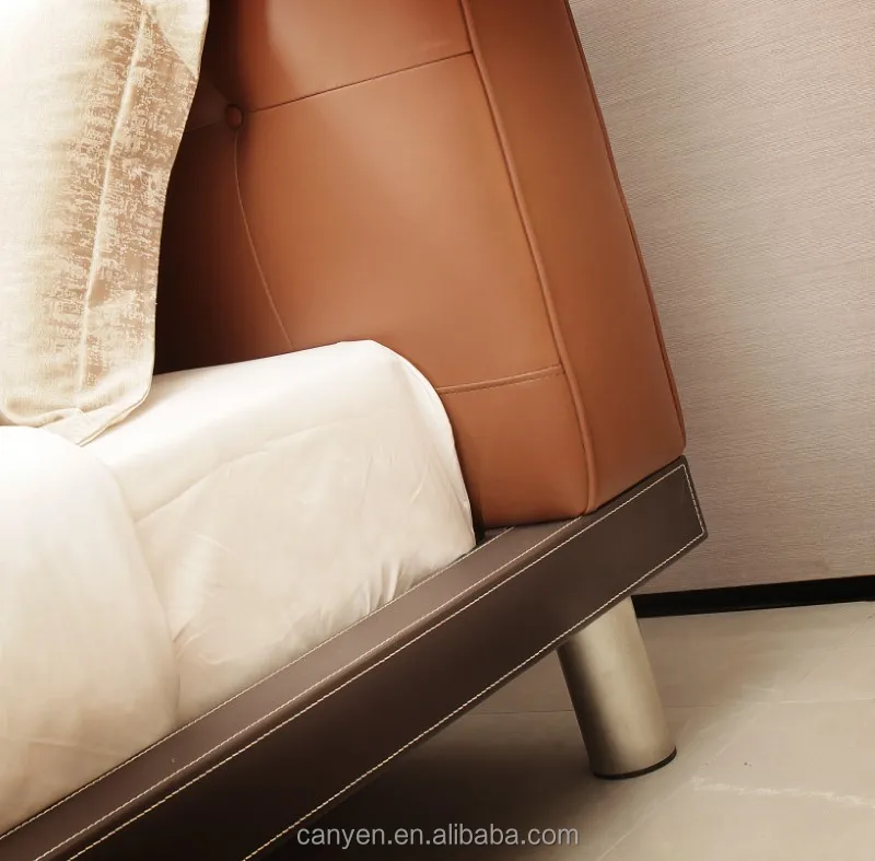 Modern Simple Solid Wood Double Bed Light Luxury Master Bedroom Soft Bag Imported Leather Atmospheric