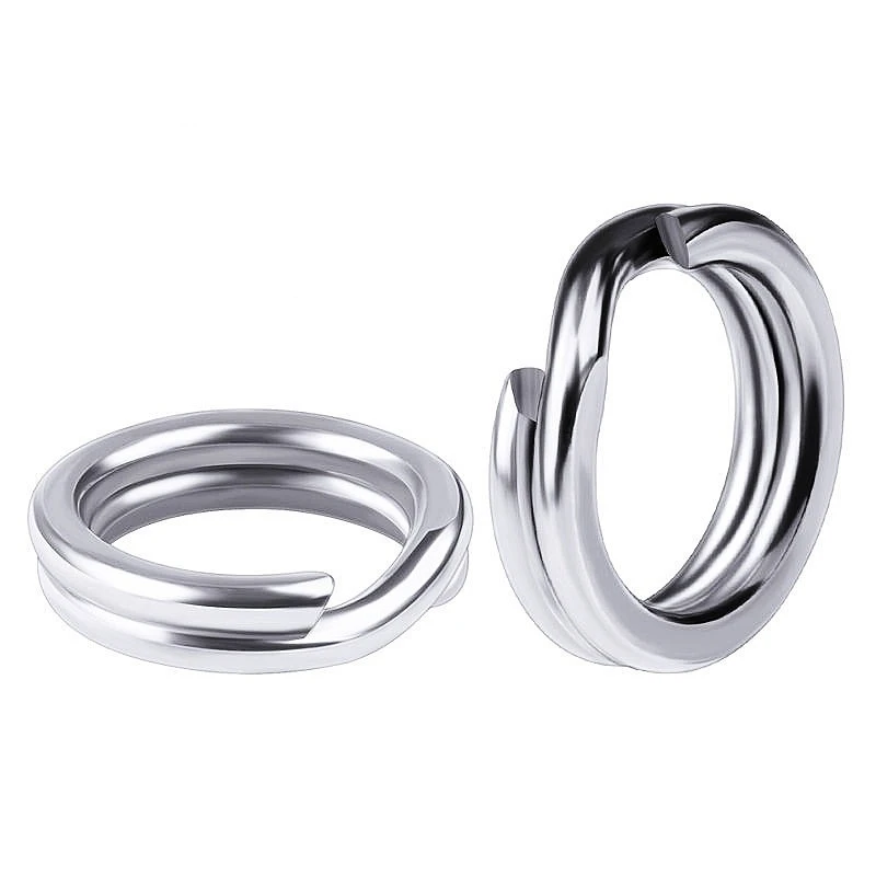 New 0#-12# Stainless Steel Flattening Ring Bait Clip fishing gadgets Jigging Snaps 150kg pull Split Rings Fishingaccessory