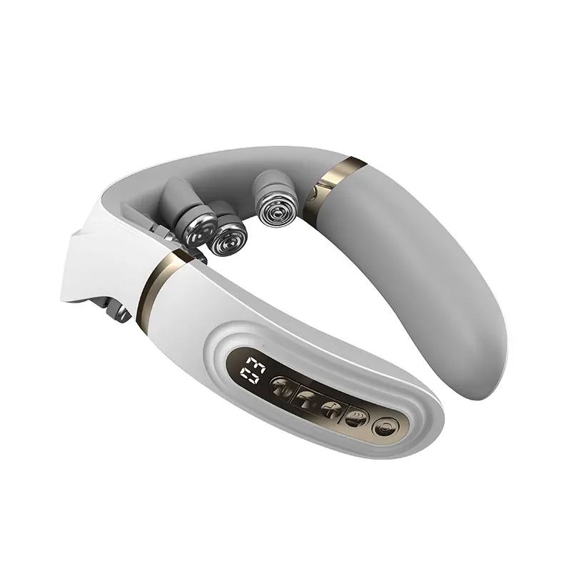 New Rechargeable 10 Heads Neck Heating Hot Compress Wireless Vibrating Neck Massager Machine Device Massaging Tool