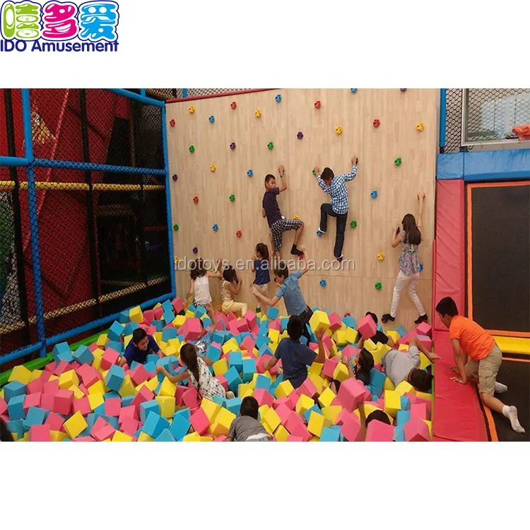 Customized Size Kids Indoor Commercial Trampoline Park With Foam Pit And Basketball Hoops
