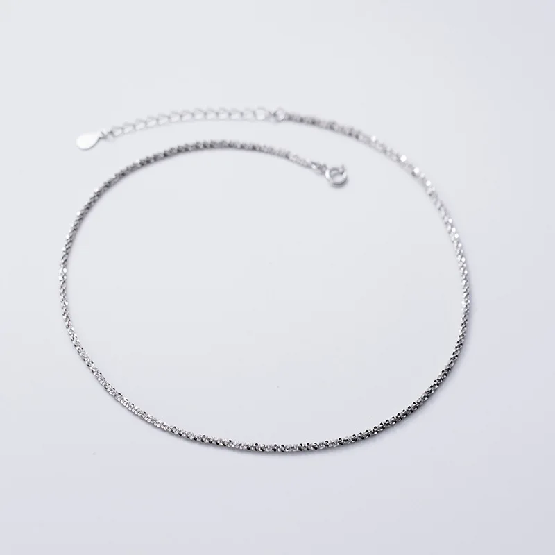 100% 925 Solid Sterling Silver Jewelry Short Chain Necklaces Fine Jewelry Gifts