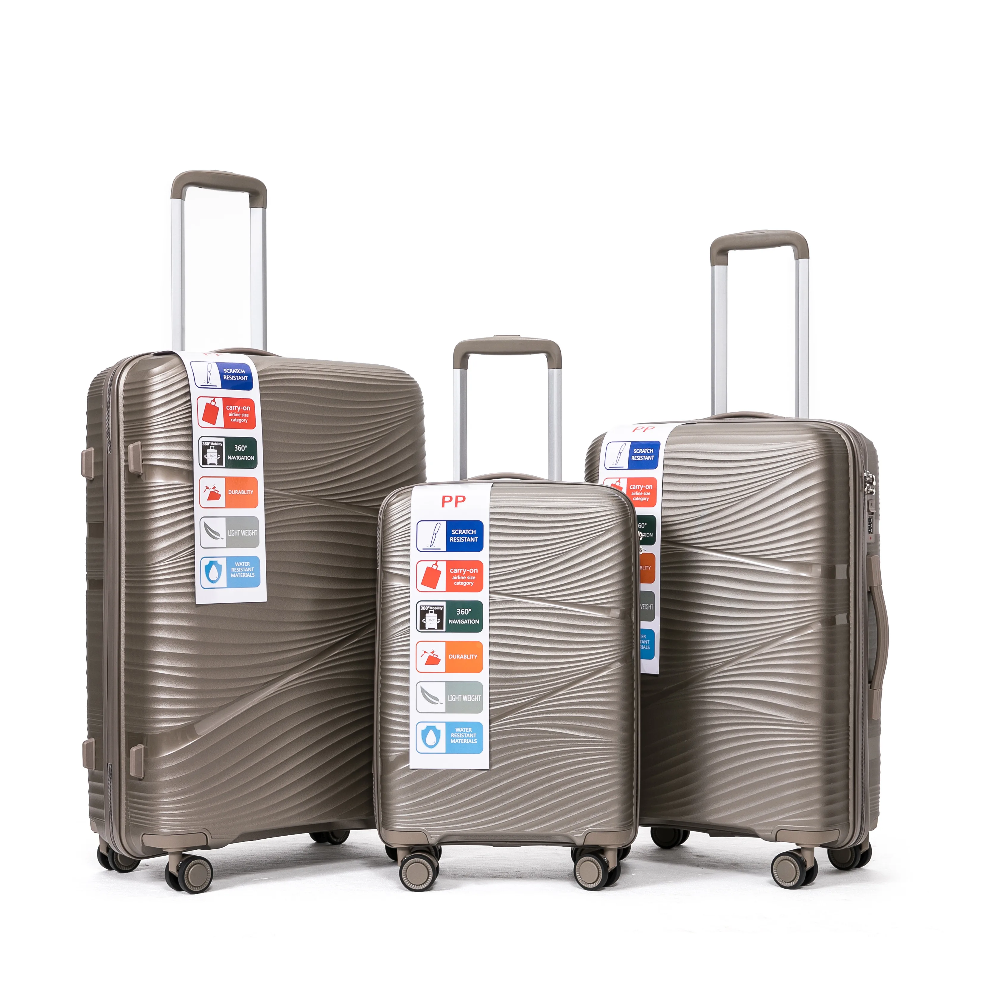 Popular Cheap PP Luggage Spinner Lightweight Carry on Suitcase Luggage Sets