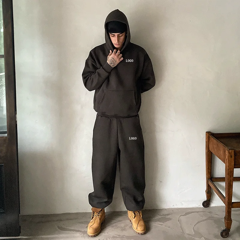 High Quality Custom Embroidered Patches Logo Unisex Designer Private Label Sweatpants And Hoodie Set Tracksuits For Men