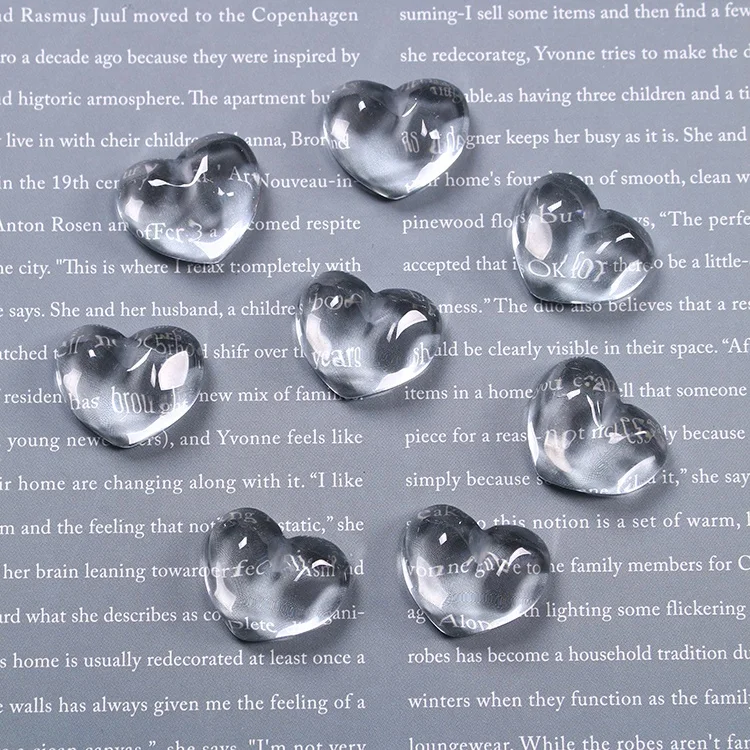 Wholesale 18*22mm Water Ripple Heart-shaped Transparent Glass Cabochons Jewelry Diy Accessories