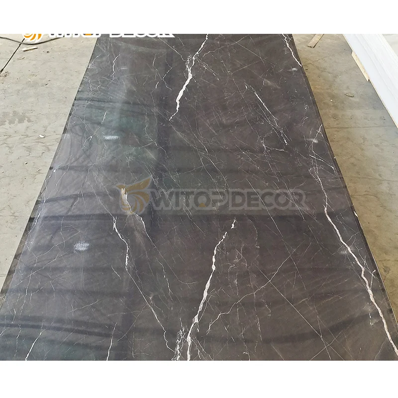 Customized pattern decorative UV highlight interior wall panel pvc marble sheet board