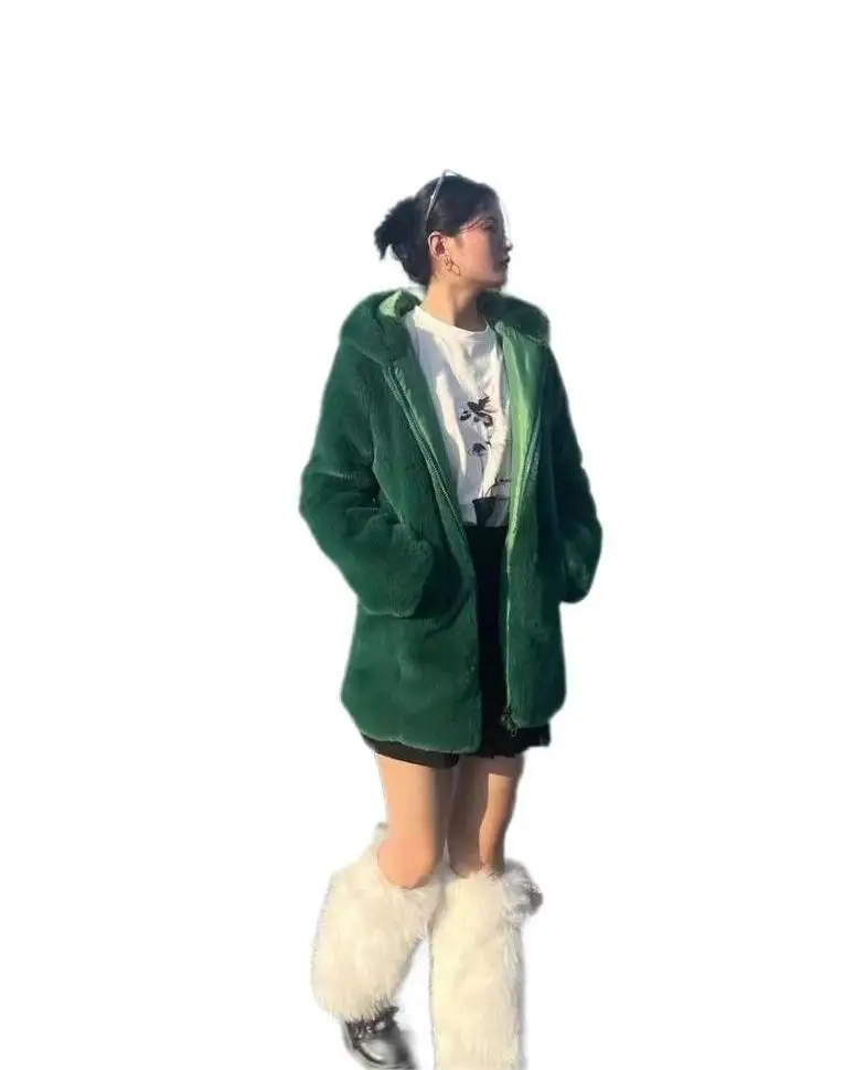 Luxury environmental protection imitation otter rabbit long fur fur coat women 2023 new mink fur coat factory direct sales.