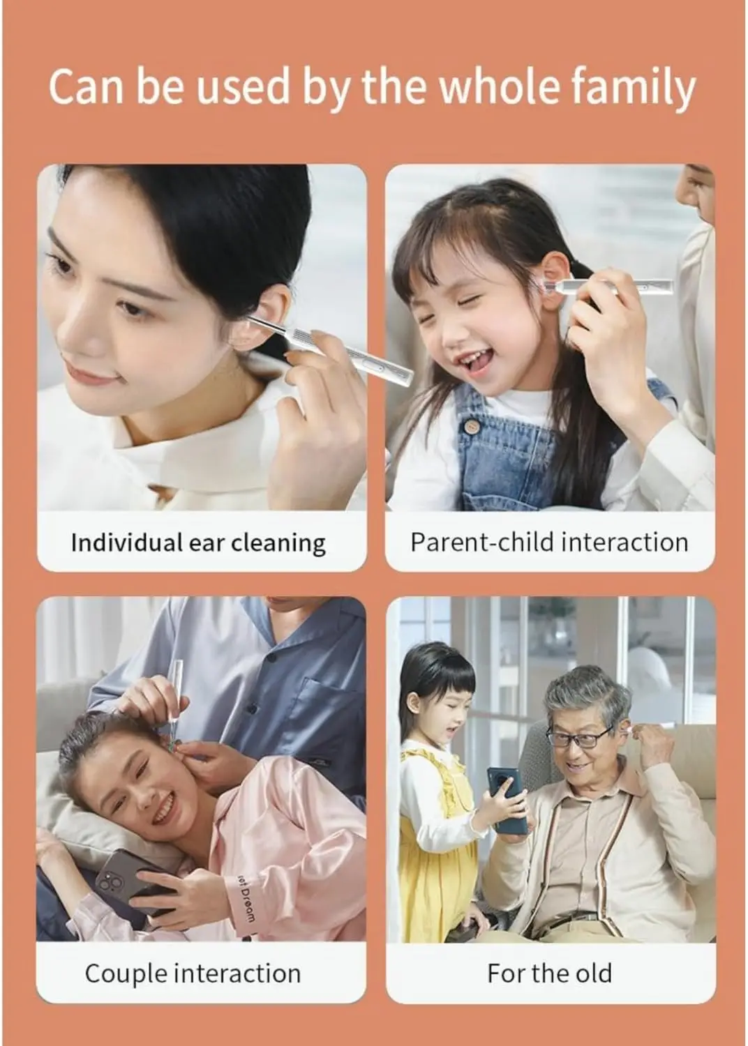 Black integrated spoon head Ear Wax Removal-Earwax Removal Tool  visual earpick Ear Cleaner  with Camera with Light