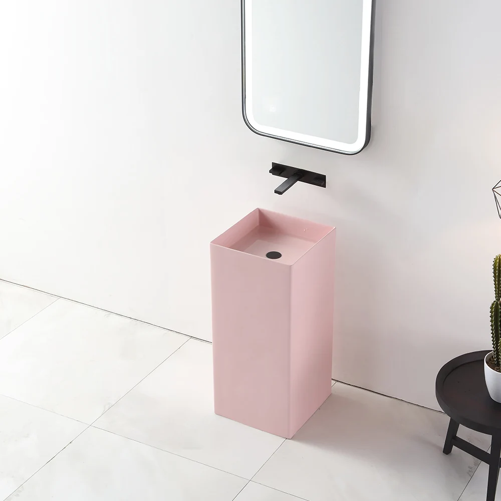 Bathroom Sink Artificial Stone Wash Basin,, Vertical Wash Basin, Modern and Minimalist Design Hotel Home Graphic Design 3 Years