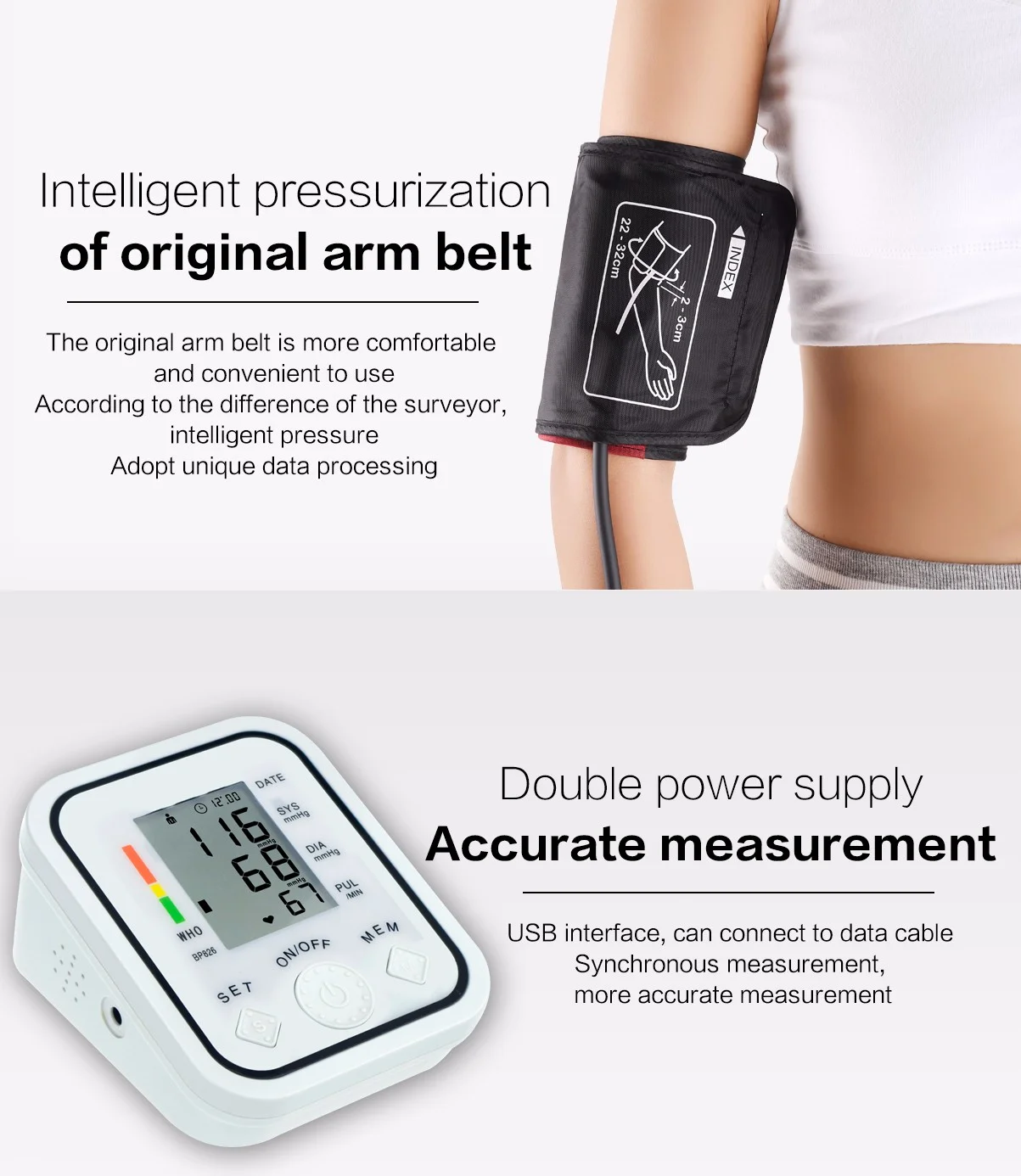 Одобренный CE электронный умный автоматический медицинский цифровой монитор артериального давления BP с ЖК-дисплеем