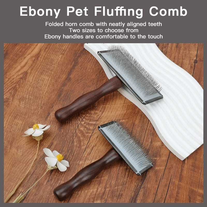 Ebony wood dog cat detangle slicker brush remove dog hairs pet comb for pets