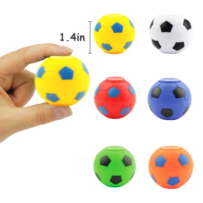 Fun 1.4Inch Mini Sensory Stress Hand Spinner Fidget Finger Ball Soccer Football Spinner Toy for Teens Adults