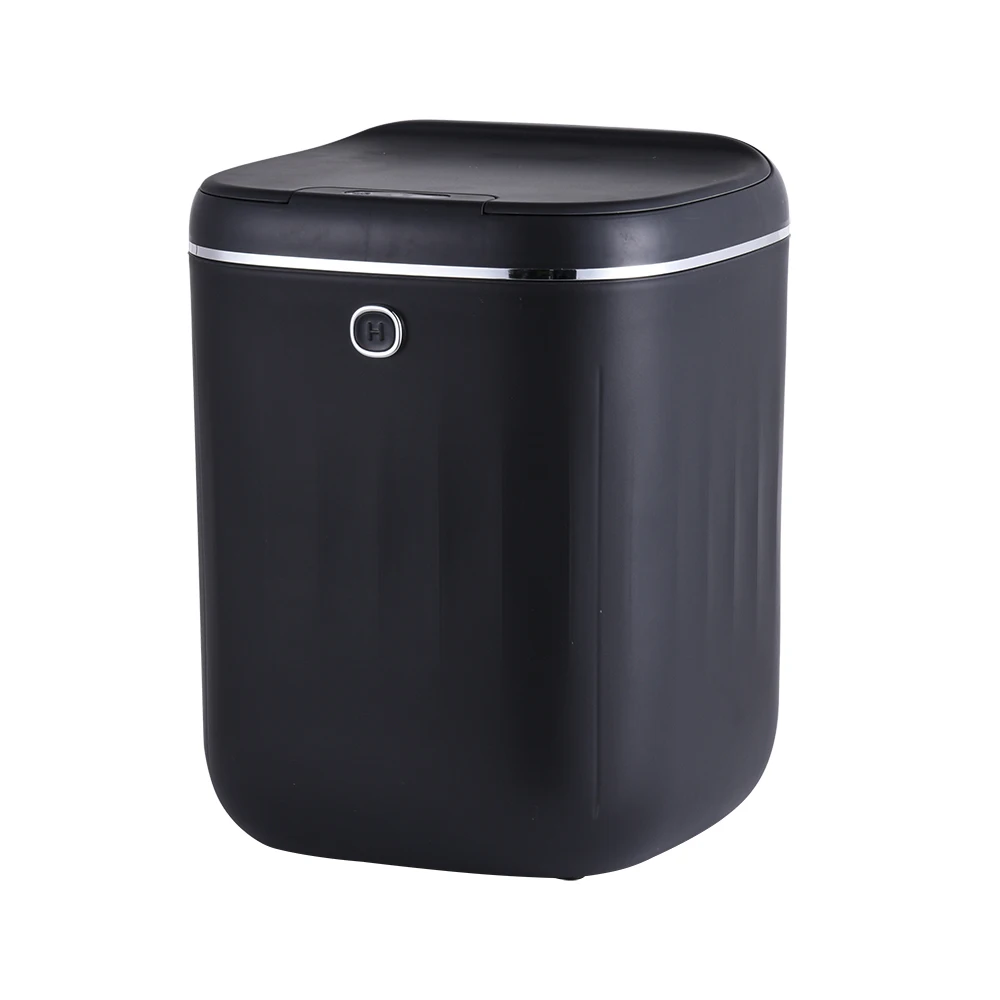Smart Induction Trash Can , Plastic Sensor Waste Bin 3.7 Gallon, Sensor Rubbiish can  with  Anti - Bag Slip Lid  (matt black)