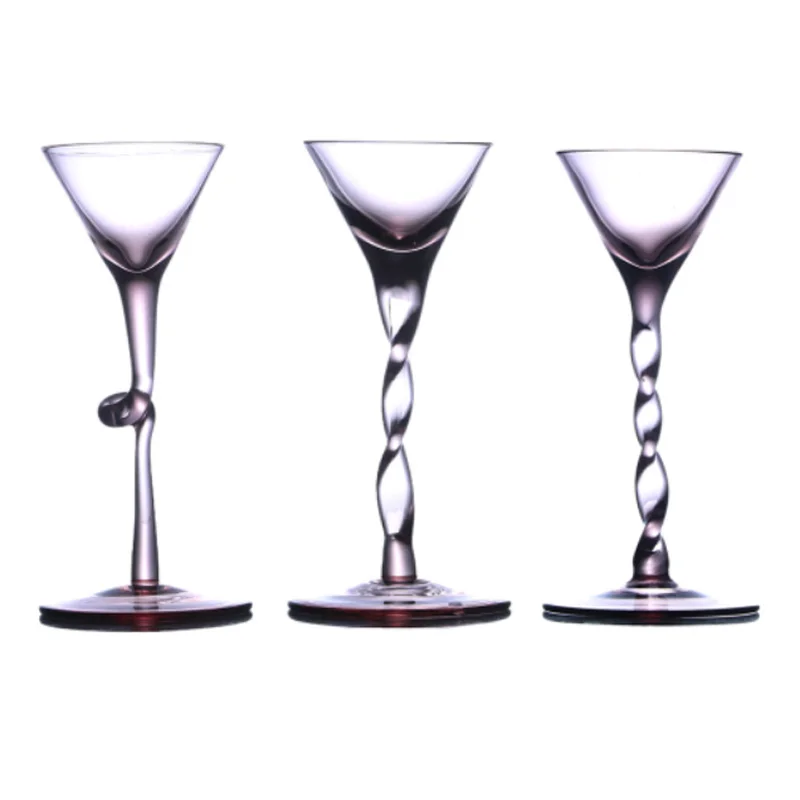 High Quality Handmade Purple Personalized Unique Custom Spiral Base Creative Cocktail Glasses