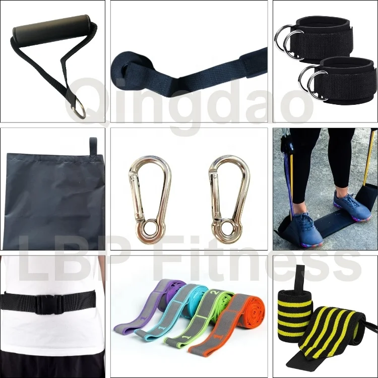 Fitness Home Gym Metal Hook Handles Pulley Cable Machine Attachments Pull Down Grip Resistance Band Workout Bar