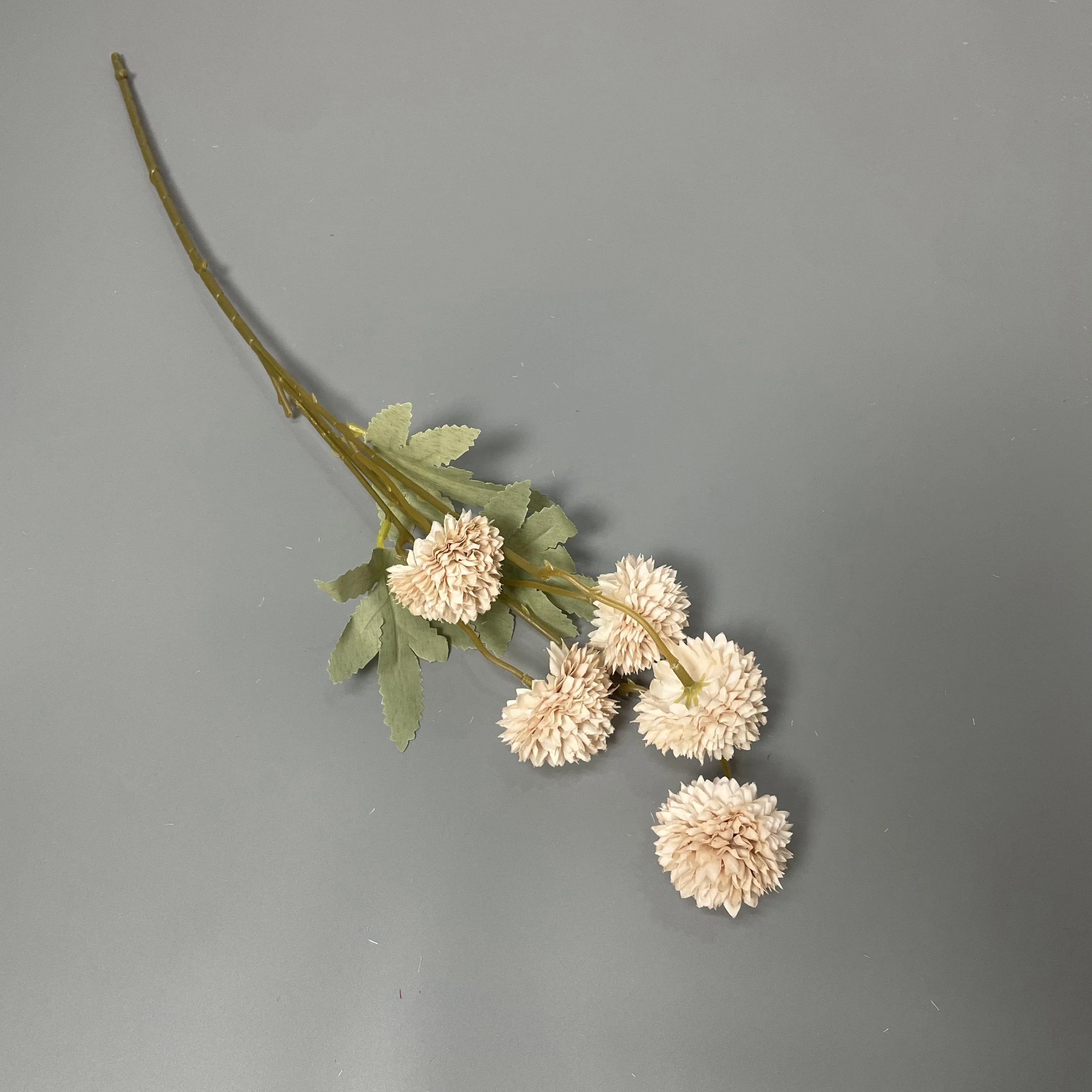 Interior Floral Decorative Wholesale Small Faux Pompon Chrysanthemum Dandelion Artificial Silk Kiku Flower  Customize