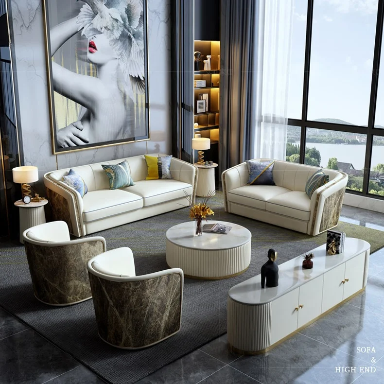 New arrival high end Italian design genuine real leather sofa set modern luxury sofa set designs italian sectional sofa set