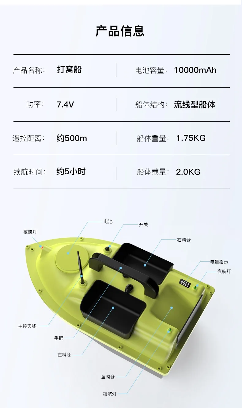 Horizon Electronic Boat ABS Plastic RC 500m Carp Fishing Bait Boats GPS Toy Fish Finder Fishing Bait Boat