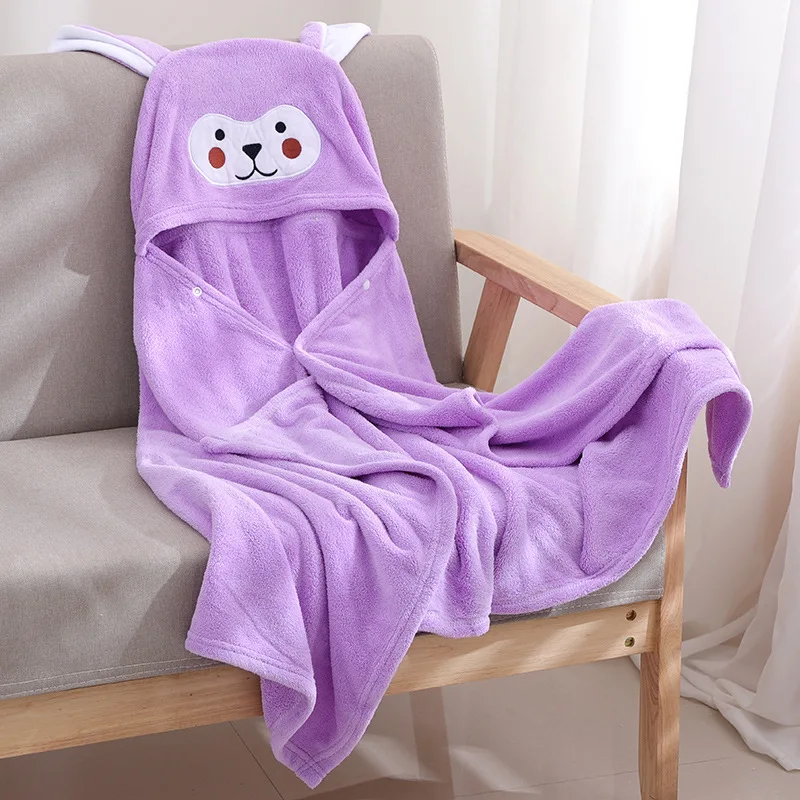 Kids Cartoon Pattern Baby Hooded Bathrobe Baby Comforter Towel Microfiber Newborn Bath Towel Baby Comforter Towel